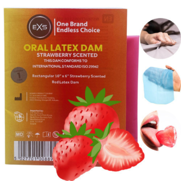 EXS Scented Oral Dams Strawberry Enhance Your Safety & Pleasure Dental 1pcs
