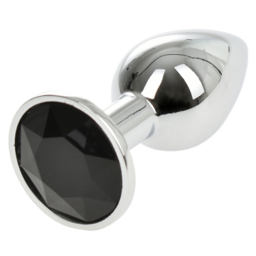  Small Metallic Butt Plug with Black Diamond - Anal Play - Waterproof