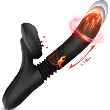 Silicone Vibrator with Licking, Thrusting & Heating – 7 Modes – Black