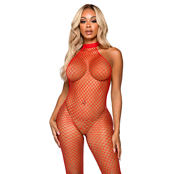 Leg Avenue Racer neck bodystocking Red os