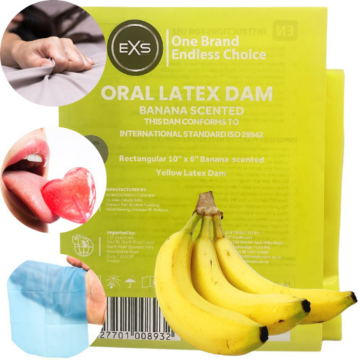 Banana Exs Scented Oral Latex Dam Enhance Your Safety & Pleasure Dental Banana Flavored 1pcs