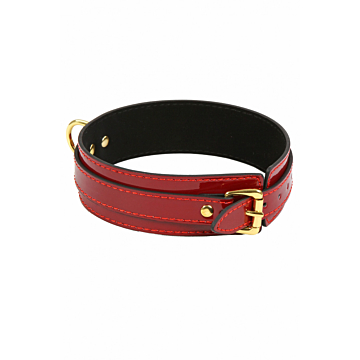 Burgundy vinyl necklace - Collar with gold hardware