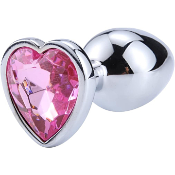Butt plug with diamond  heart pink LARGE