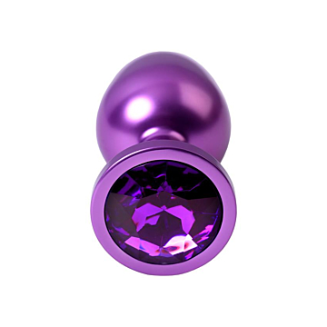 Purple anal plug Metal with a amethyst colored gem Small