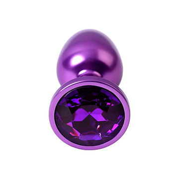 Purple anal plug Metal with purple round-shaped gem