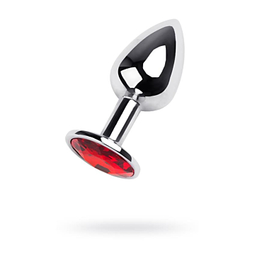Silver anal plug Metal,with a red gem