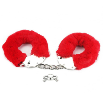Fetish Pleasure Fluffy Hand Cuffs Red
