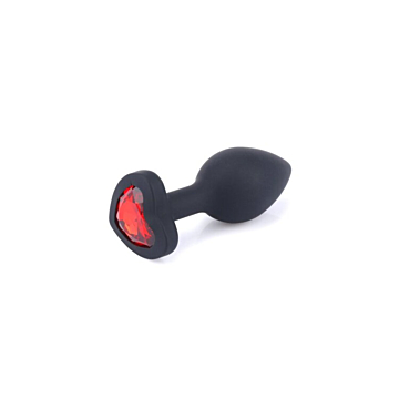 Heart Diamond Silicone Butt Plug Black Diamond Red S