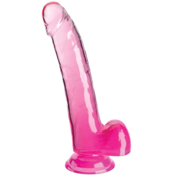 King Cock Clear 9" with Balls - Pink