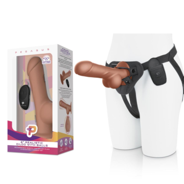 Pegasus - 8 Remote Control Realistic Silicone Dildo with Balls and Harness