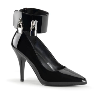 Pleaser women's high heels pumps black patent with 4 locks
