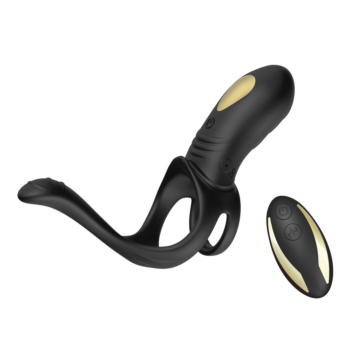 Vibrating Triple Cock Ring Black