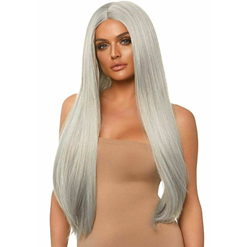 Long straight center part wig - Silver
