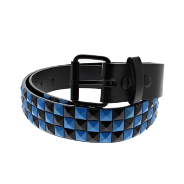 Black & Turquoise Chessboard 3-Row Pyramid Belts